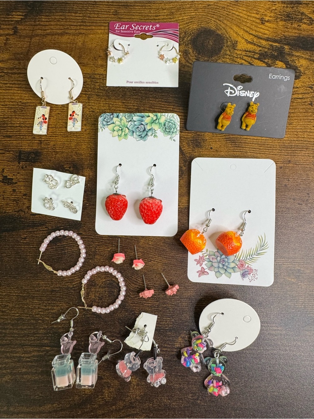Girl’s Kid’s Earrings Bundle Winnie the Pooh, Minnie Mouse, Bears, Fruit, Stars